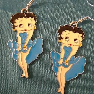 💃Blue Dress Betty💋Boop Dangle Earrings💃